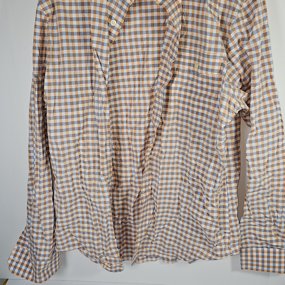 Banana Republic Blue‎ and Orange Checkered Dress Shirt
